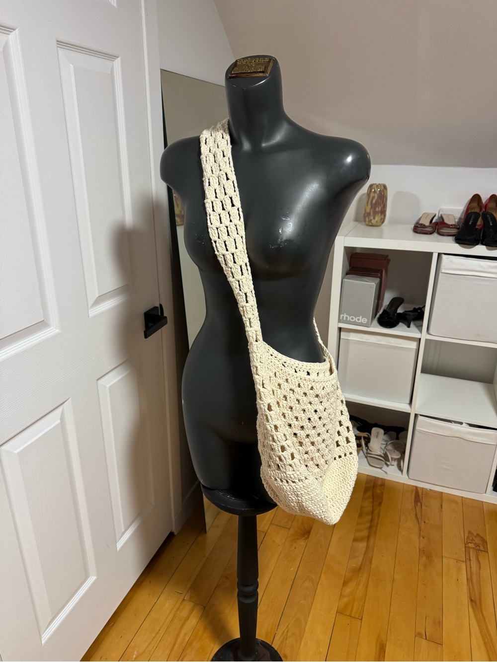 Cream Crochet Crossbody Bag